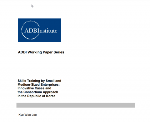 Skills Training by Small and Medium-Sized Enterprises: Innovative Cases and the Consortium Approach in the Republic of Korea