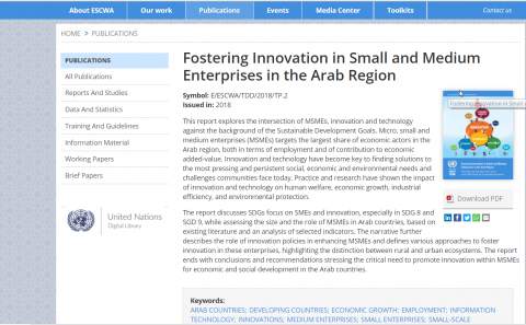 Fostering Innovation in Small and Medium Enterprises in the Arab Region